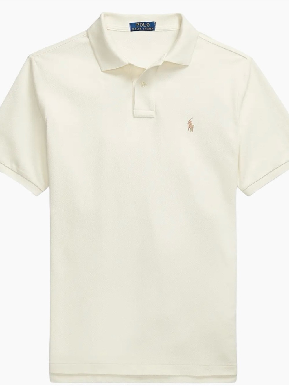 Men’s Polo by Ralph Lauren Cream Short-Sleeve Custom Slim Fit Polo Size L - Picture 5 of 15